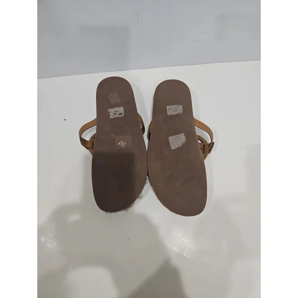TORY BURCH MILLER Cloud THONG SANDAL Shearling Caramel Corn/Buttermilk Sz 9.5